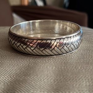 Brighton silver herringbone pattern bangle bracelet